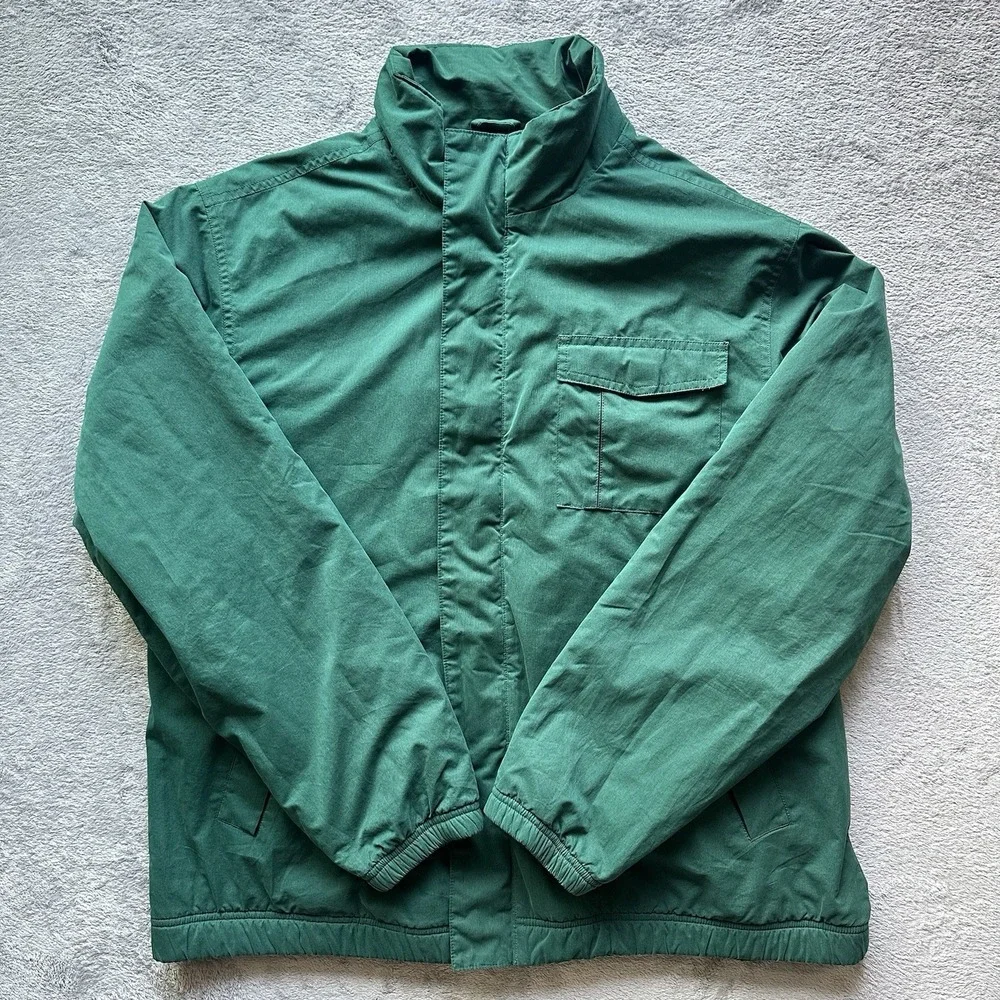VTG Chaps Ralph Lauren Men's Green Fleece Lined Windbreaker Jacket M 90s Y2K‎